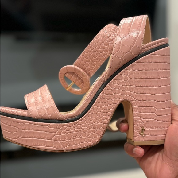 JIMMY CHOO Aimee Blush Croc embossed leather wedge heel - Picture 10 of 10